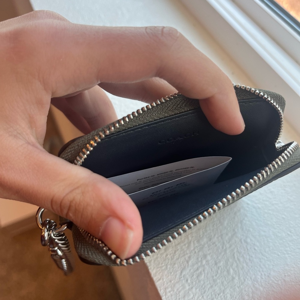 Coach Dark Sage Leather Card Holder - Picture 7 of 7